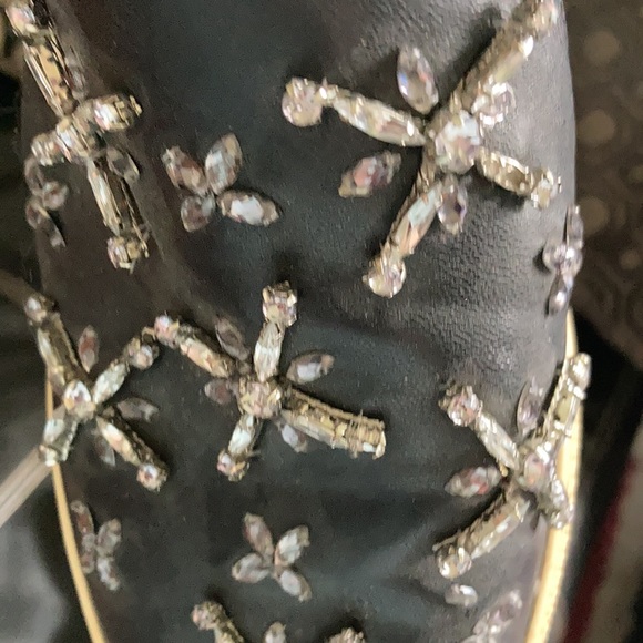Zara Size 8 Black shoes with clear bead accents - Picture 3 of 5